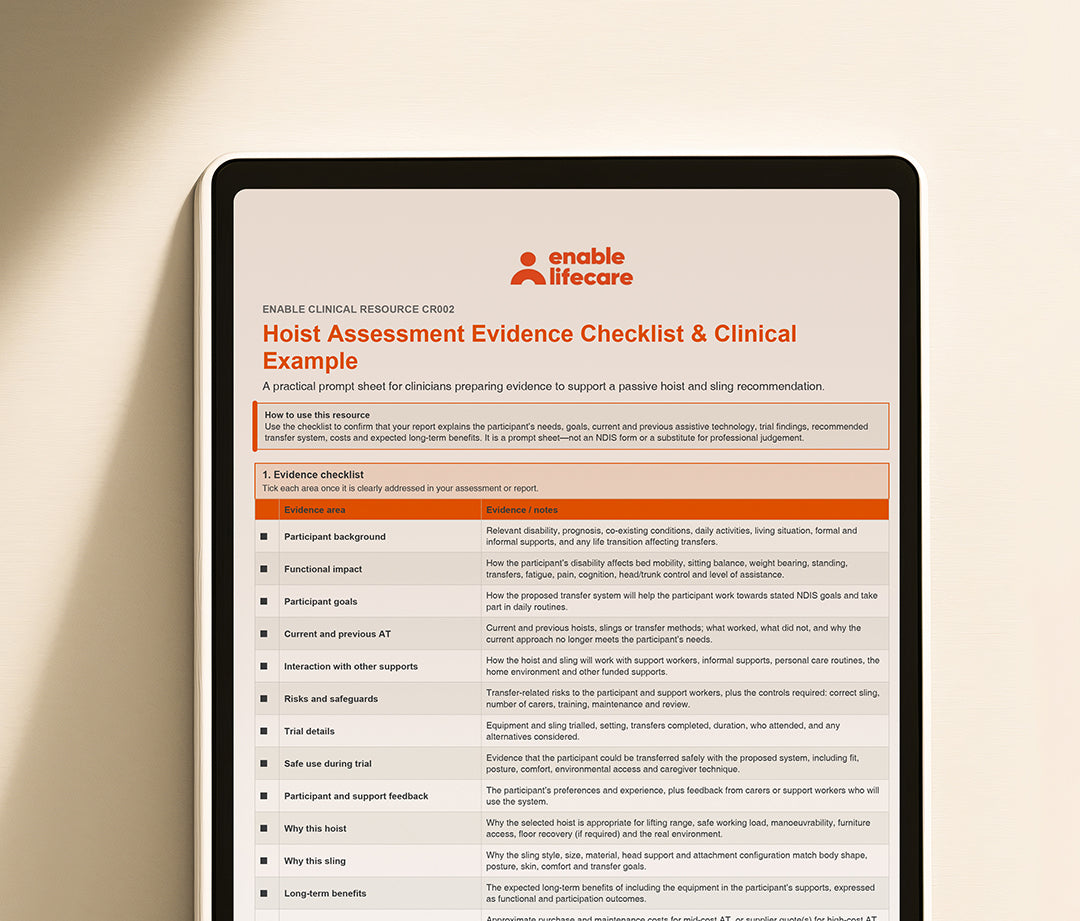 Preparing Evidence to Support a Hoist Recommendation: A Clinician's Guide to Documenting Assistive Technology Recommendations
